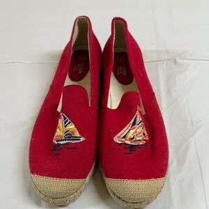 Avon Red Espadrilles with Sailboat Design
